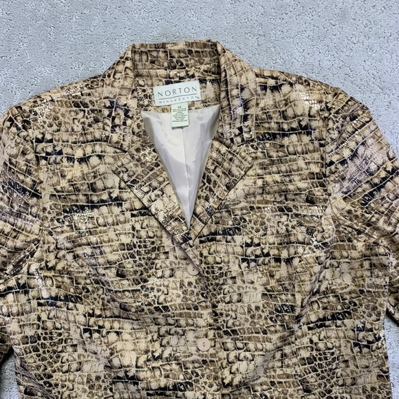 Vintage Norton Mcnaughton Womens Blazer Size 14 Snake Skin Print Jacket Coat - Picture 3 of 16